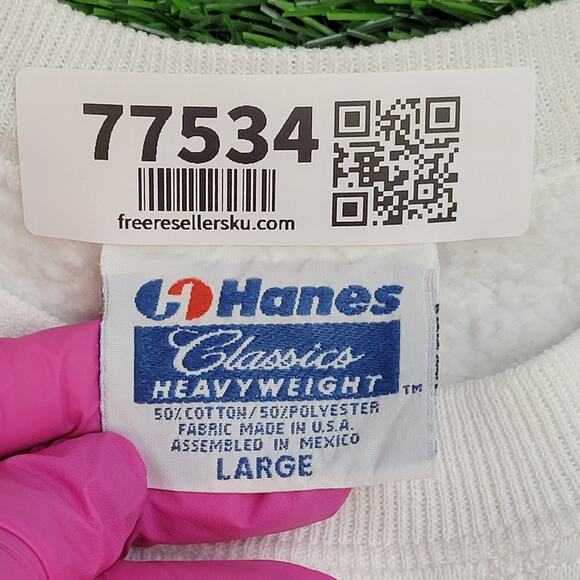 Vintage 90s MOD Blank Sweatshirt Women Large 21x25 White USA - Picture 8 of 11